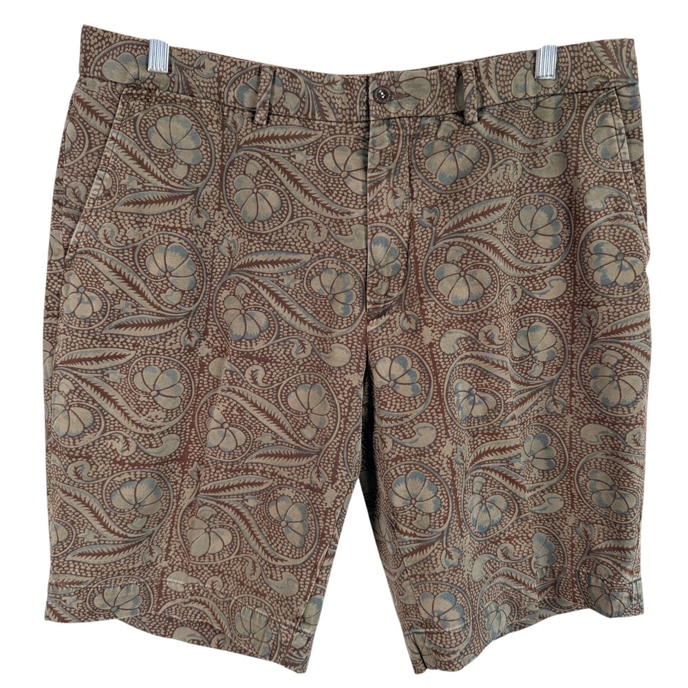 Polo Ralph Lauren Chino Shorts Mens 36 Brown Paisley Floral Cotton Flat Front